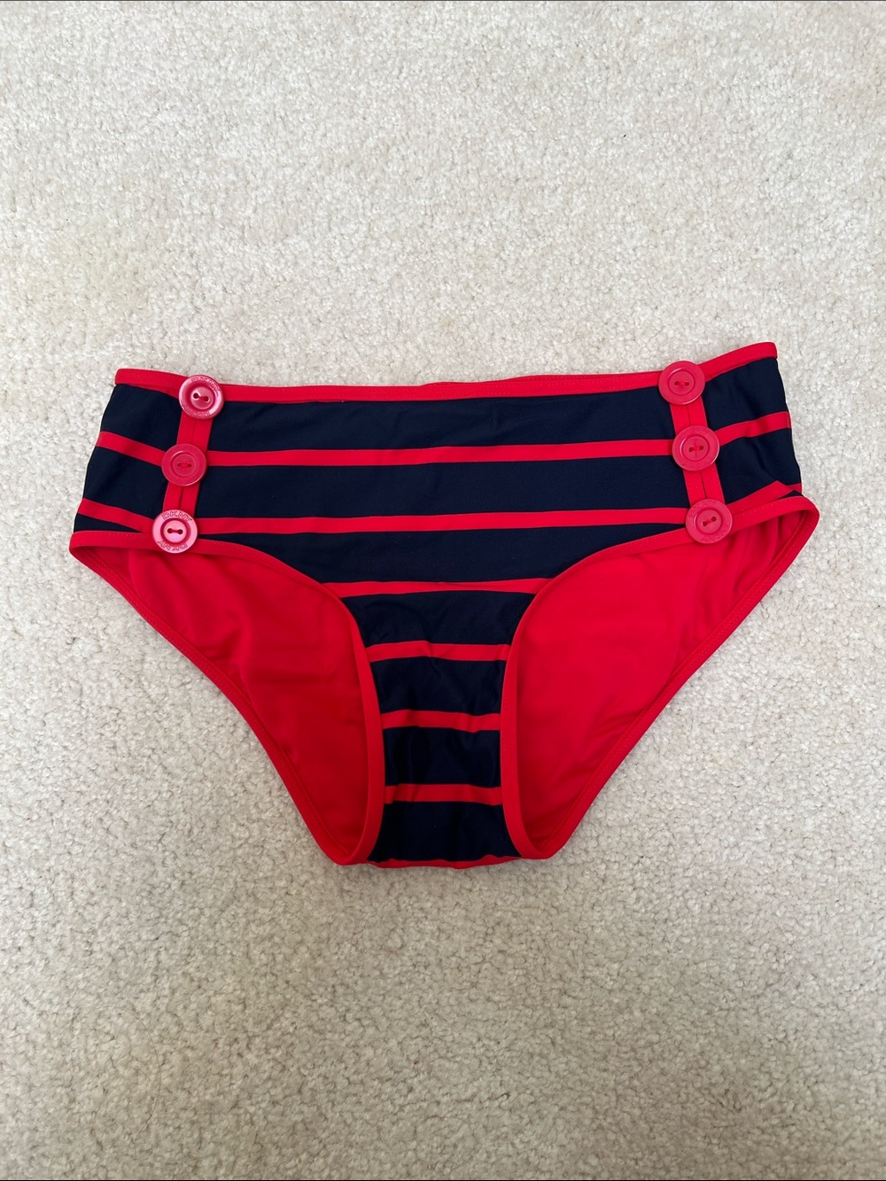 DKNY Navy and Red Striped Swim Bottoms